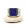 Chevalière carrée pierre bleu - Mosaik bijoux indiens