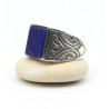 Chevalière homme carré pierre lapis - Mosaik bijoux indiens