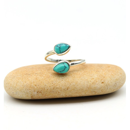 Bague de pied argent turquoise - Mosaik bijoux indiens