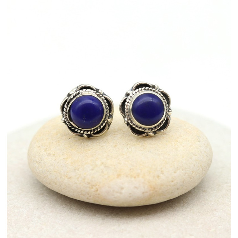 Puce d'oreille fleur argent - Mosaik bijoux indiens
