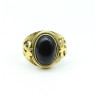 Bague homme laiton pierre noire - Mosaik bijoux indiens