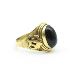 Bague dorée pierre onyx -...