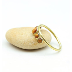 Bague oeil de tigre dorée -...