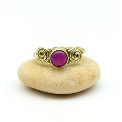 Bague dorée rubellite -...