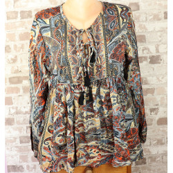 Tunique marron et orange...