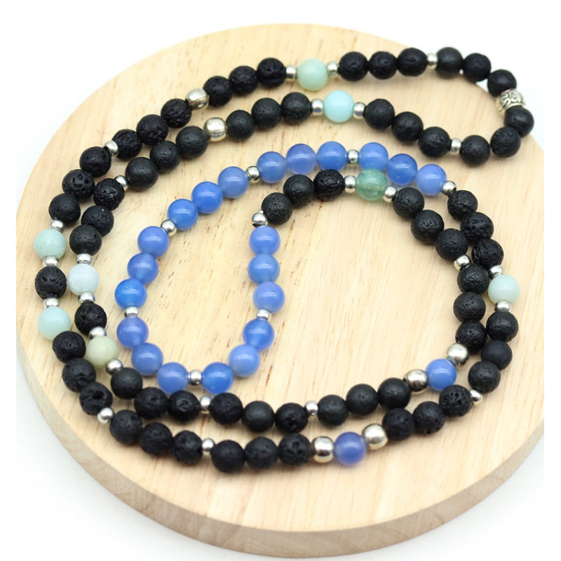 Sautoir indien en perles noires et bleues - Mosaik bijoux indiens Sautoir indien en perles noires et bleues - Mosaik bijoux indiens
