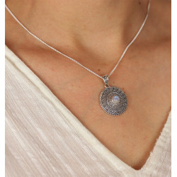 Pendentif rond ethnique -...
