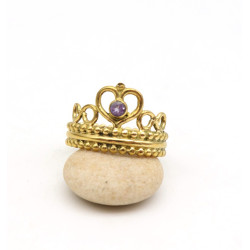 Bague dorée couronne -...