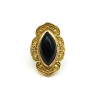 Grosse bague dorée et pierre noire - Mosaik bijoux indiens