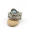 Bague argent épaisse pierre bleue - Mosaik bijoux indiens