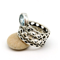 Bague ethnique argent topaze - Mosaik bijoux indiens