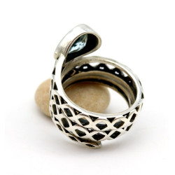 Bague topaze bleue argent - Mosaik bijoux indiens