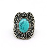 Bague argent ethnique turquoise - Mosaik bijoux indiens