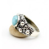 Grosse bague argent ethnique pierre larimar - Mosaik bijoux indiens