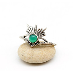 Bague argent pierre verte -...