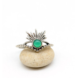 Bague argent agate verte - Mosaik bijoux indiens