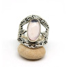 Bague ethnique argent quartz rose - Mosaik bijoux indiens