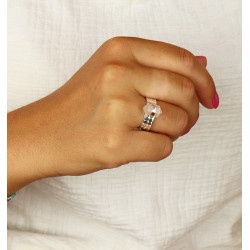 Bague quartz rose argent - Mosaik bijoux indiens