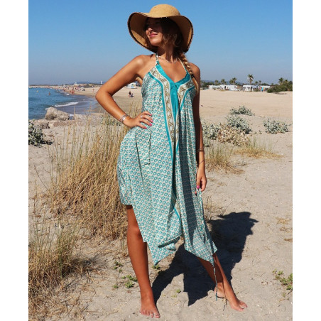 Robe dos nu en soie - Mosaik bijoux indiens