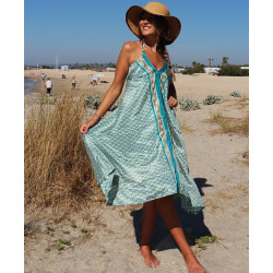 Robe de plage bohème turquoise - Mosaik bijoux indiens