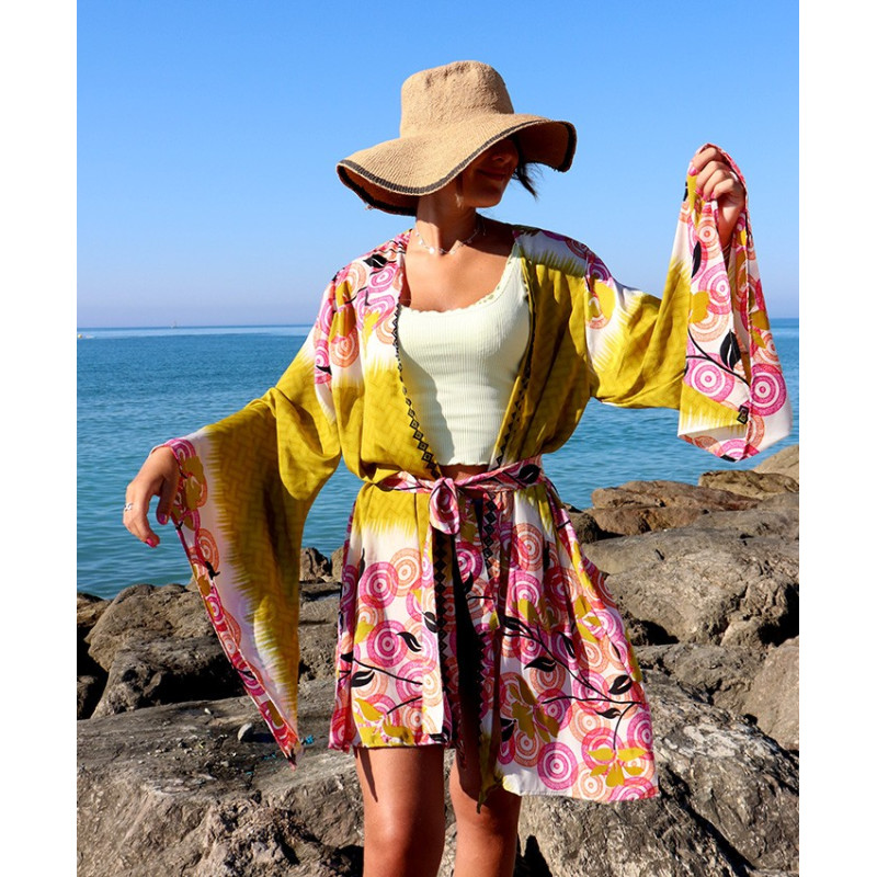 Kimono bohème longue manche - Mosaik bijoux indiens