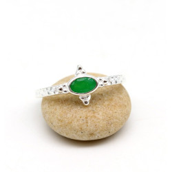 Bague fine agate verte en...