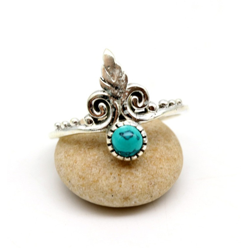 Bague fine argent turquoise - Mosaik bijoux indiens