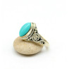 Bague travaillée argent pierre turquoise - Mosaik bijoux indiens