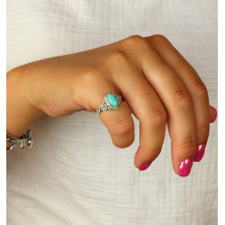 Bague argent et turquoise -...