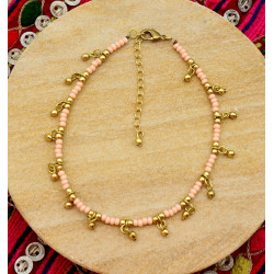 Bijou de cheville rose et...