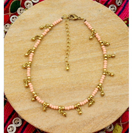 Bijou de cheville rose et doré - Mosaik bijoux indiens