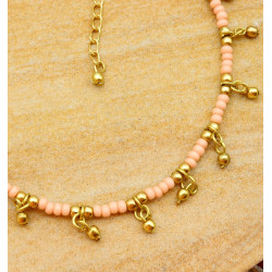 Chaine de pied fine en perle rose - Mosaik bijoux indiens