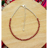 Chaine de cheville argentée et rouge - Mosaik bijoux indiens