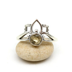 Bague argent pierre jaune -...
