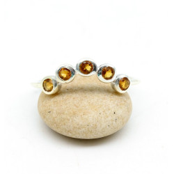 Bague d'ambre en argent -...