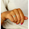 Bague fine calcédoine en argent - Mosaik bijoux indiens