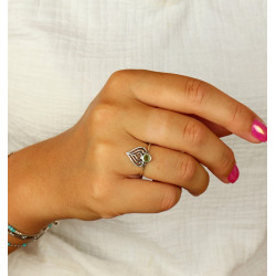Bague péridot en argent -...