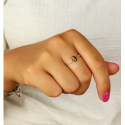 Bague argent pierre marron...