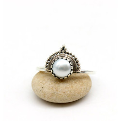Bague argent perle blanche...
