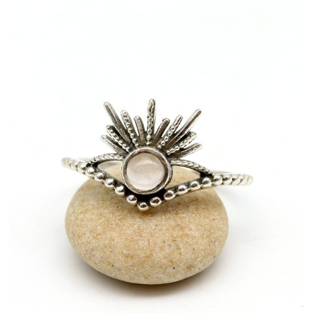 Bague fine argent pierre rose - Mosaik bijoux indiens