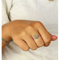 Bague argent pierre rose -...