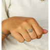 Bague argent pierre rose - Mosaik bijoux indiens