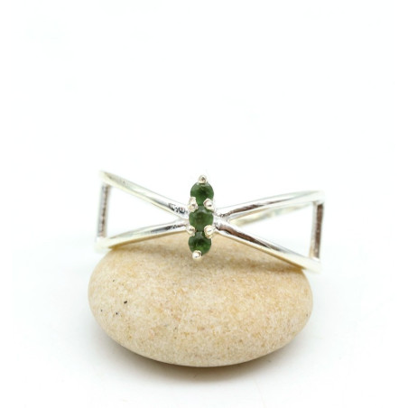 Bague argent et aventurine - Mosaik bijoux indiens