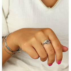 Bague argent quartz rose...
