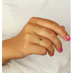 Bague argent pierre marron...
