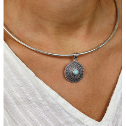 Pendentif larimar argent -...