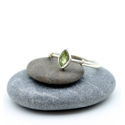 Bague argent fine péridot -...