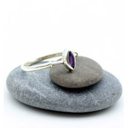 Bague fine argent pierre violette - Mosaik bijoux indiens