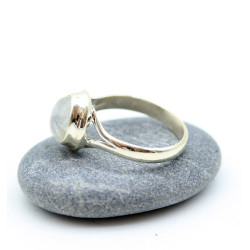 Bague argent pierre blanche - Mosaik bijoux indiens