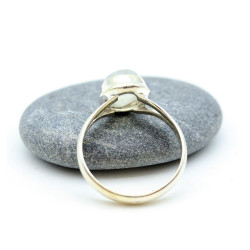 Bague fine argent pierre de lune - Mosaik bijoux indiens